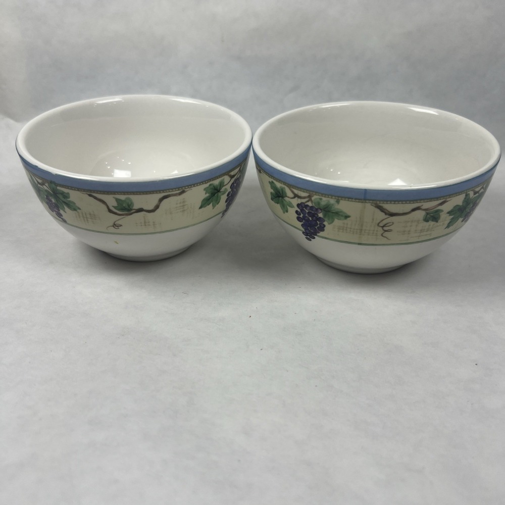 Pfaltzgraff Merlot‎ Dessert Fruit Bowls Grapevines Grapes 4 1/2" Set of 2